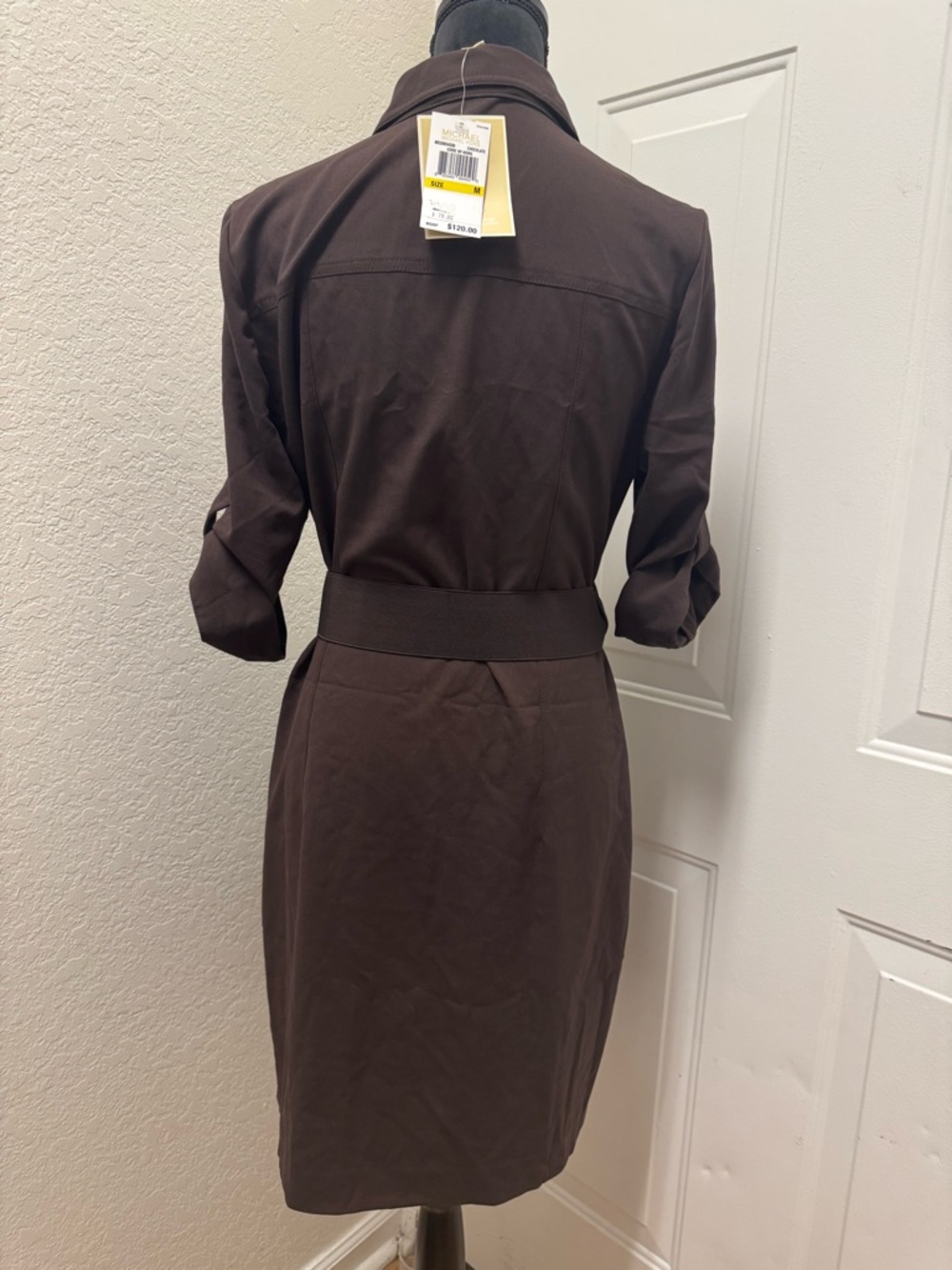 MICHAEL Michael Kors Brown Utility Shirt Dress with Gold Hardware - Picture 3 of 4